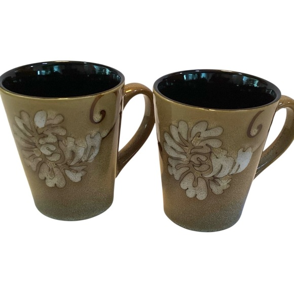 Nature’s Home Glazed Stoneware Coffee Mugs Speckled Brown Floral Set Of 2 - Picture 6 of 8
